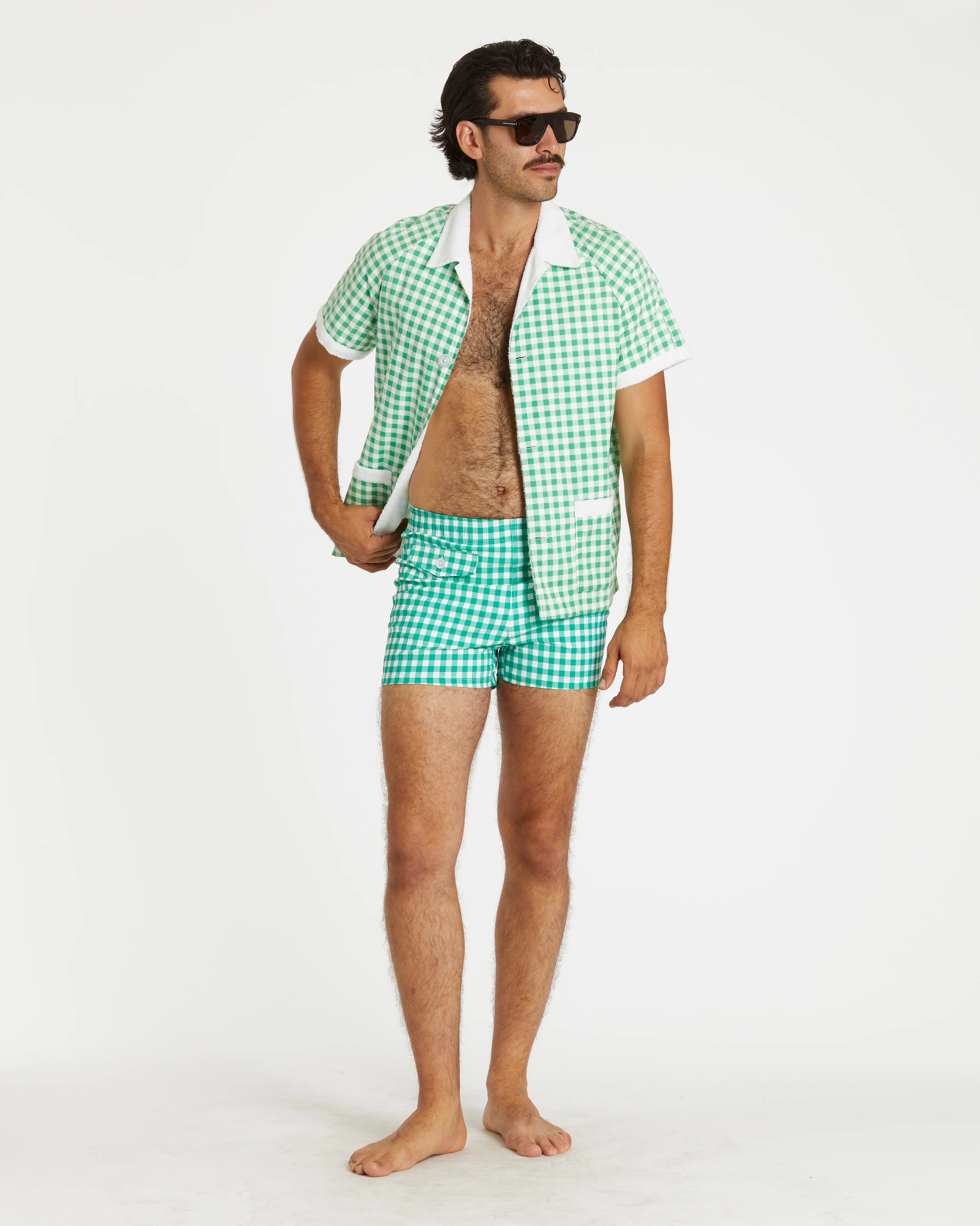 Gingham Cabana Shirt (Green) - Image 2