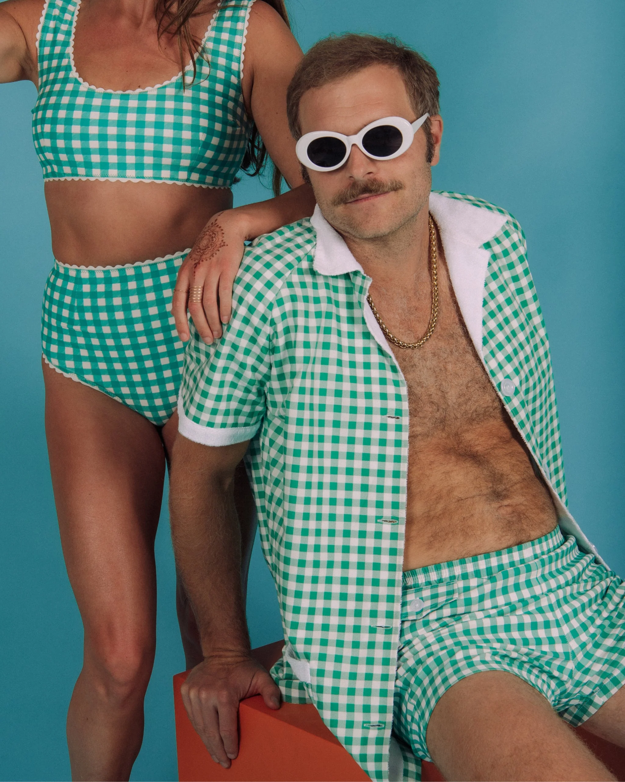 Gingham Cabana Shirt (Green) - Image 9