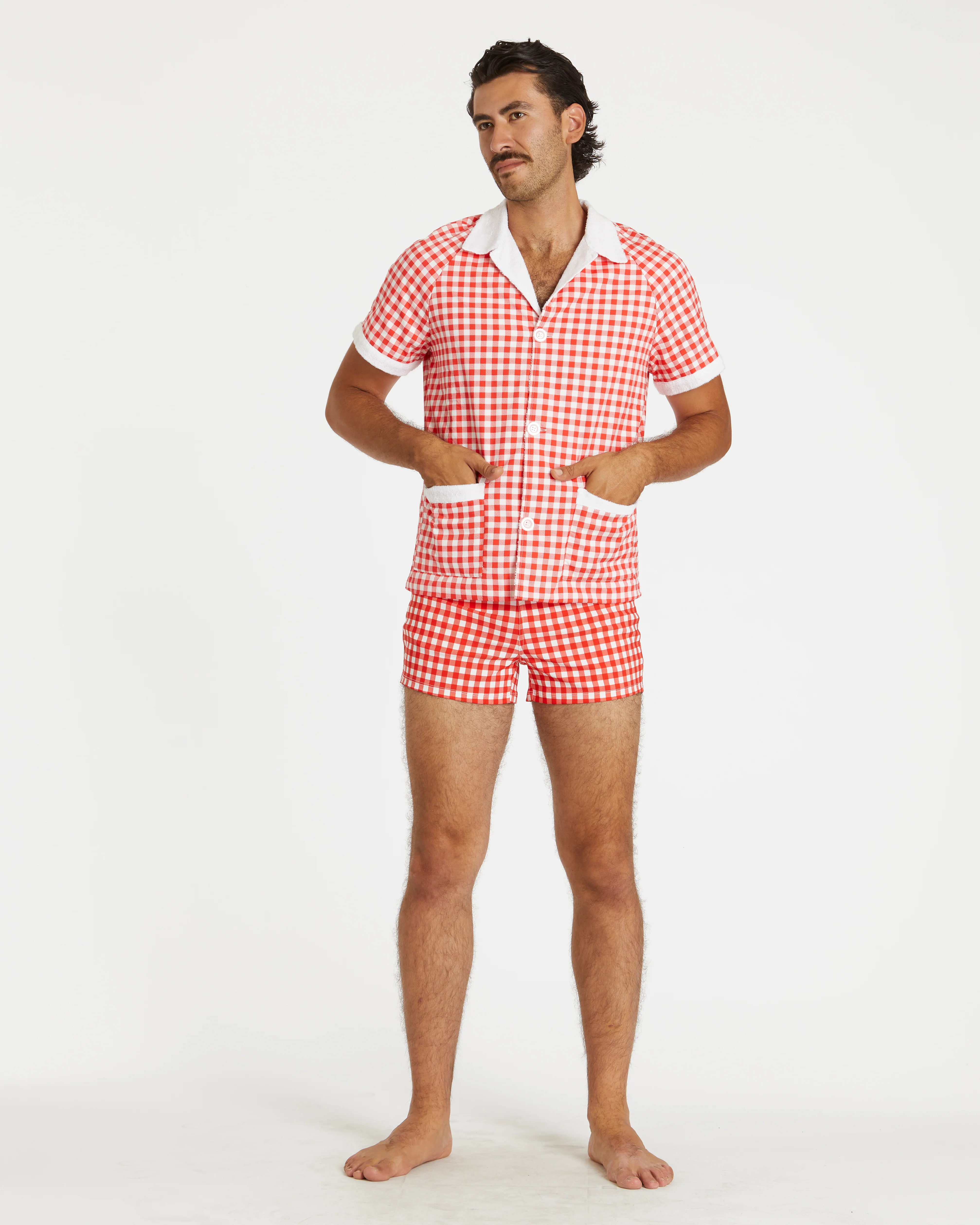 Gingham Cabana Shirt (Red) - Image 5