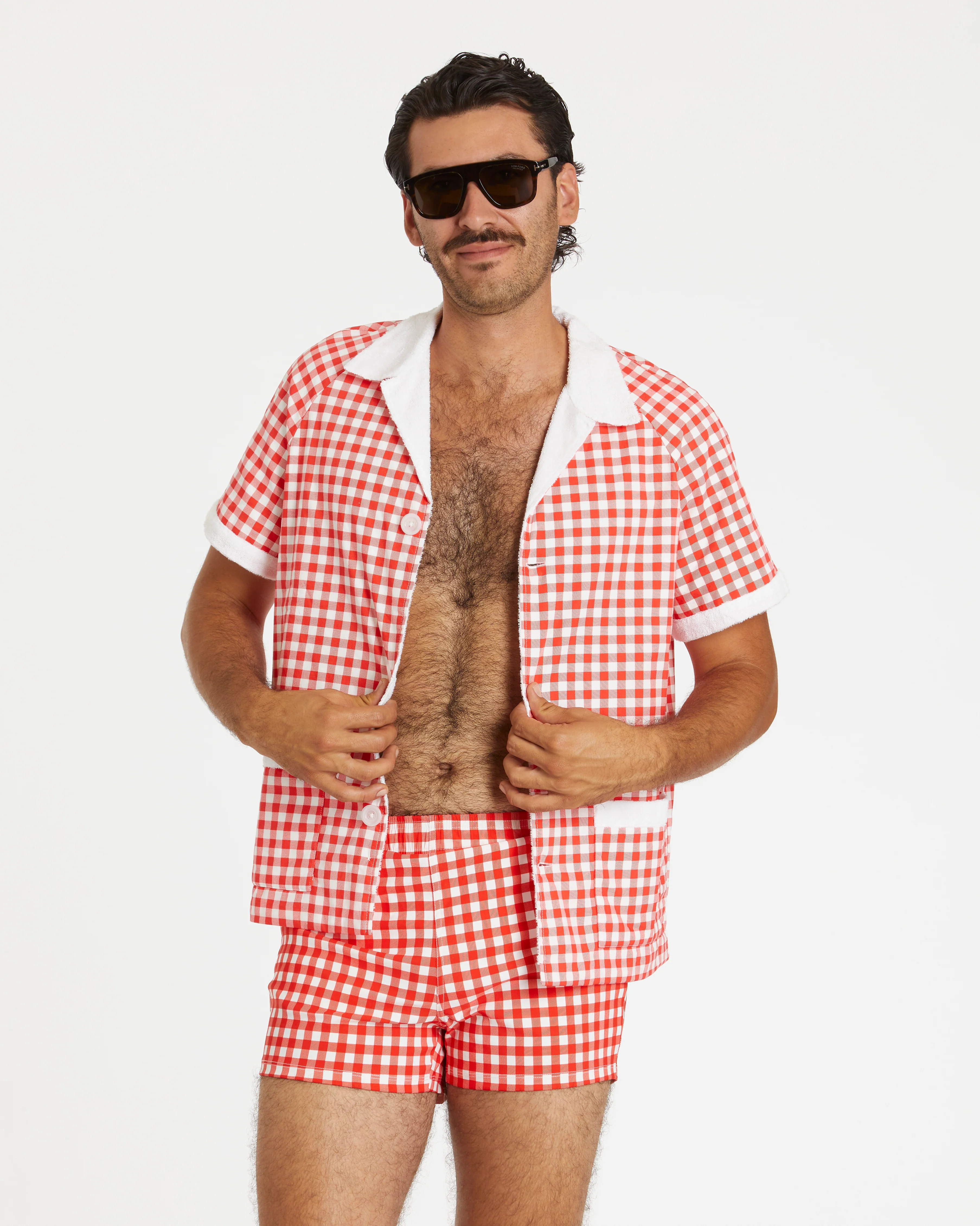 Gingham Cabana Shirt (Red) - Image 6