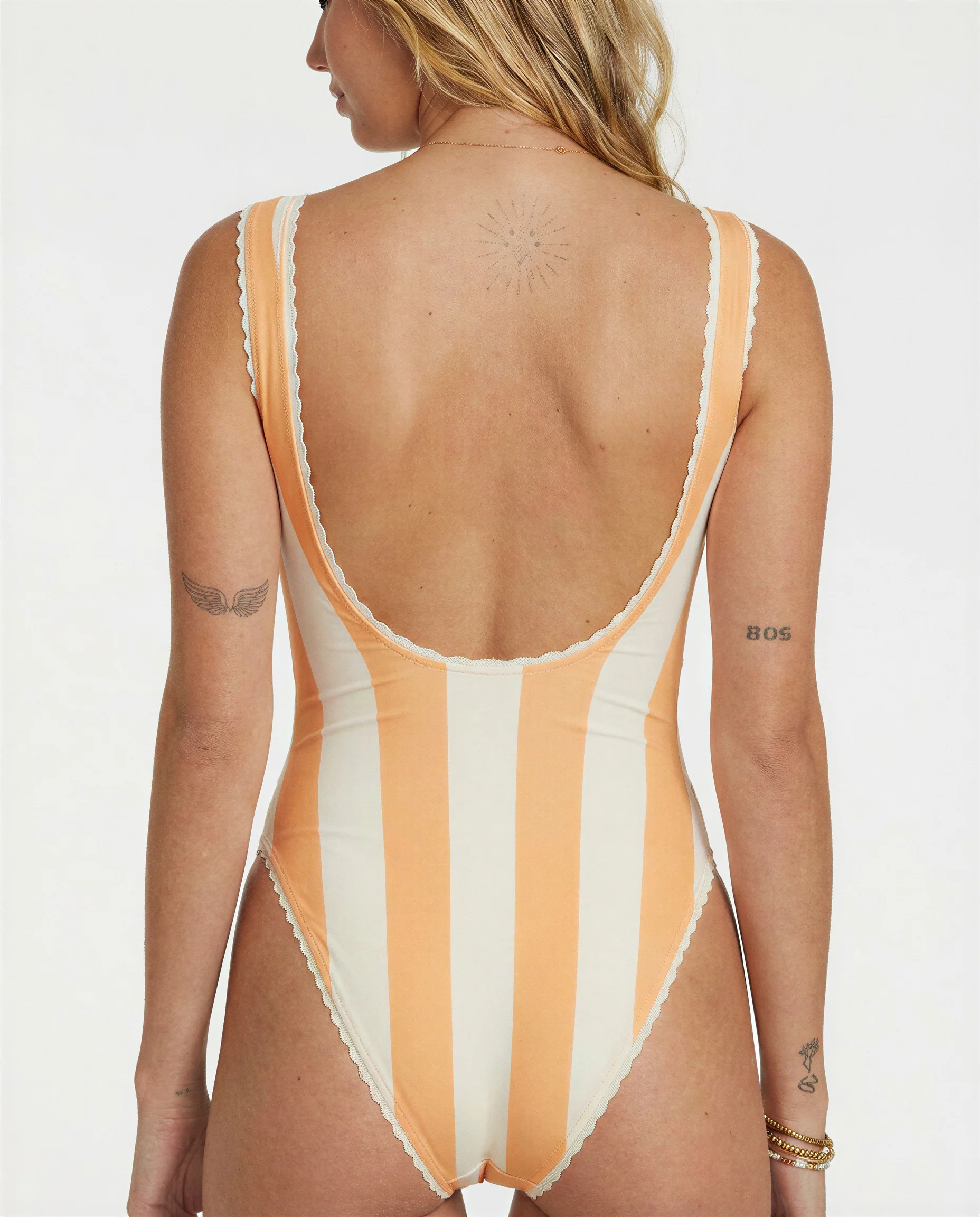 Cabana Stripe One-Piece Swimsuit (Orange Poppy) - Image 4