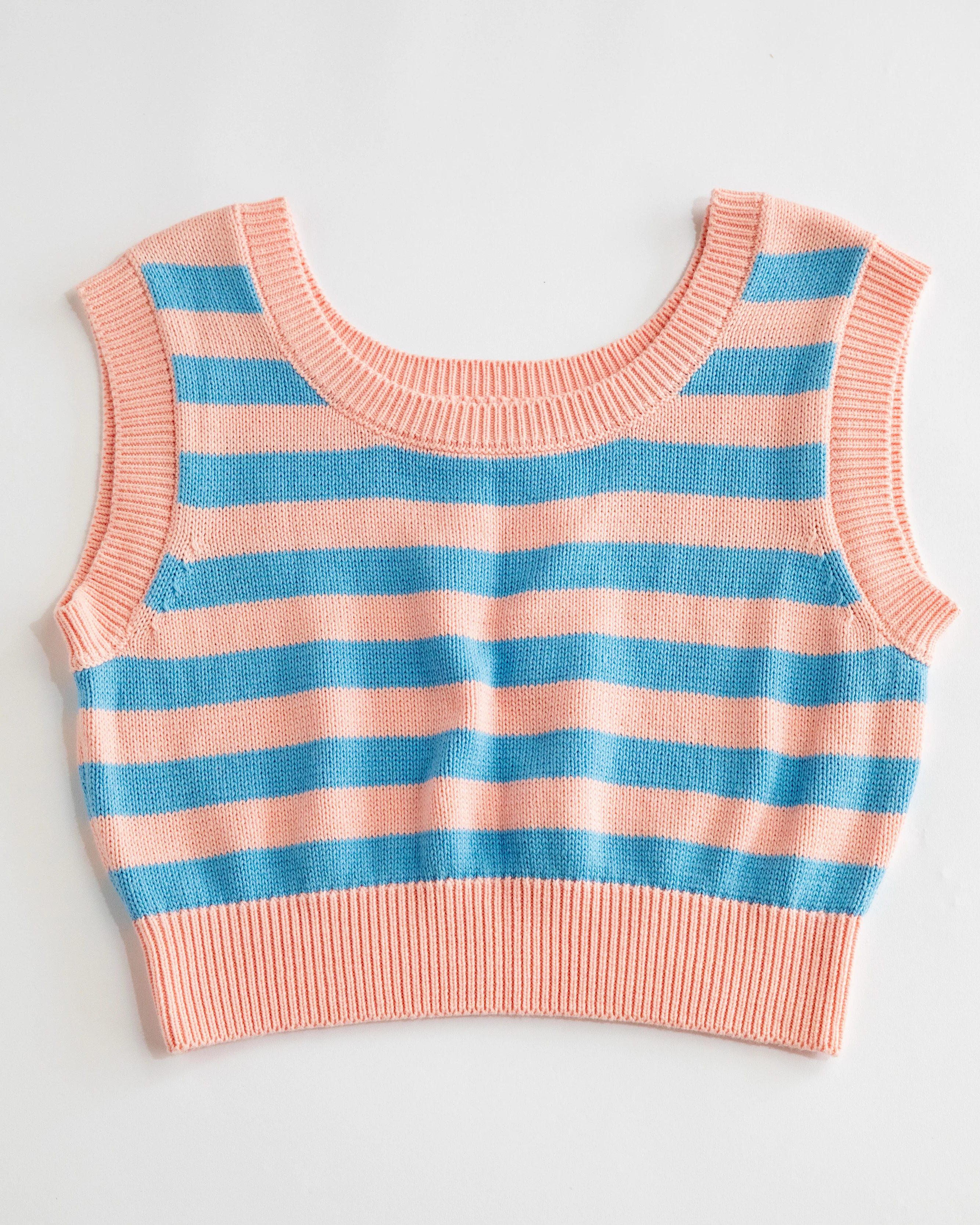 Knit Crop Top (Powder Pink/Blue Poppy) - Image 4