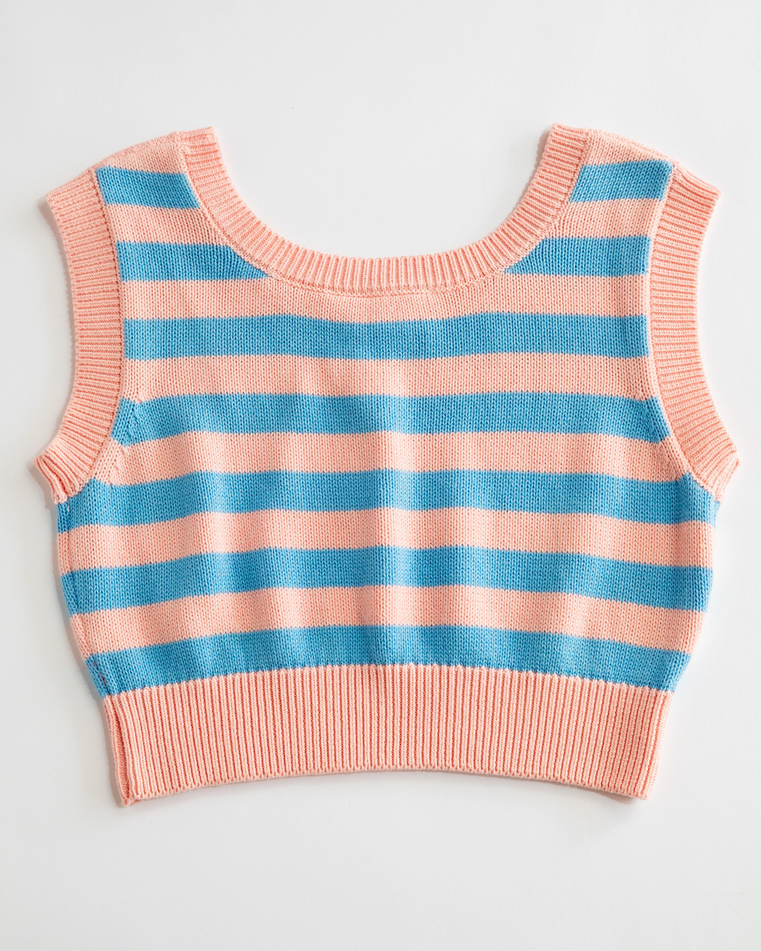 Knit Crop Top (Powder Pink/Blue Poppy) - Image 6