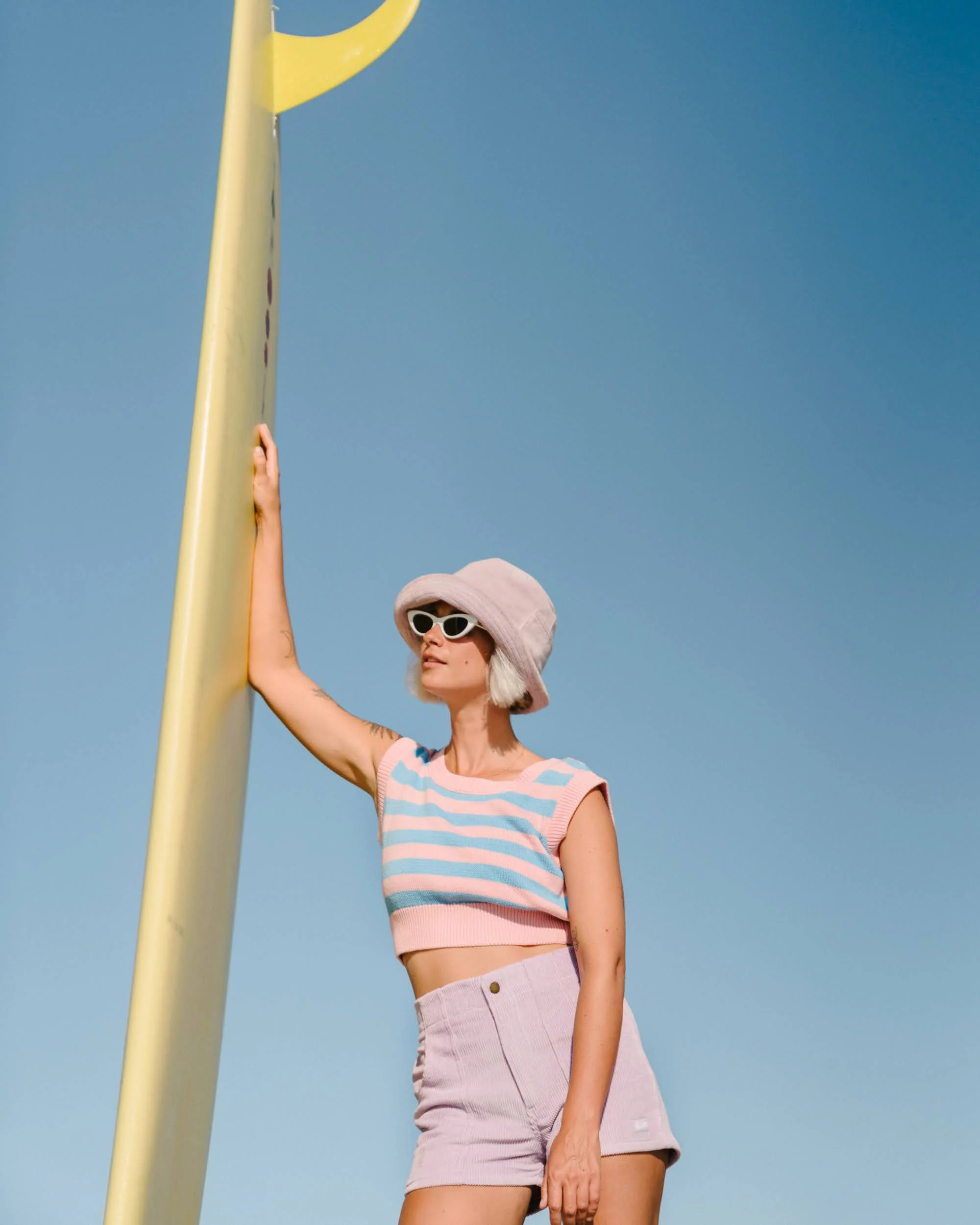 Knit Crop Top (Powder Pink/Blue Poppy) - Image 8