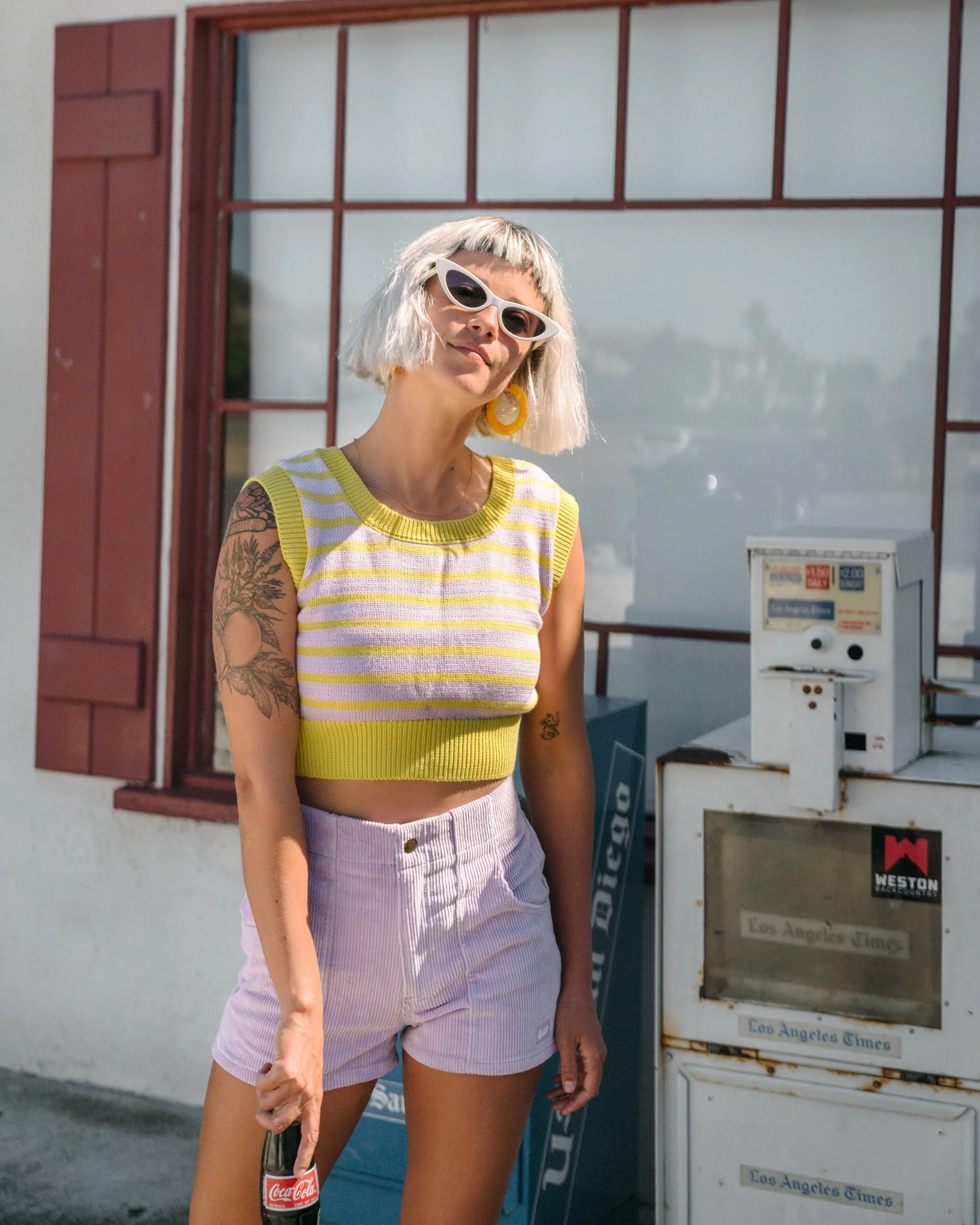 Knit Crop Top (Powder Purple/Yellow) - Image 3