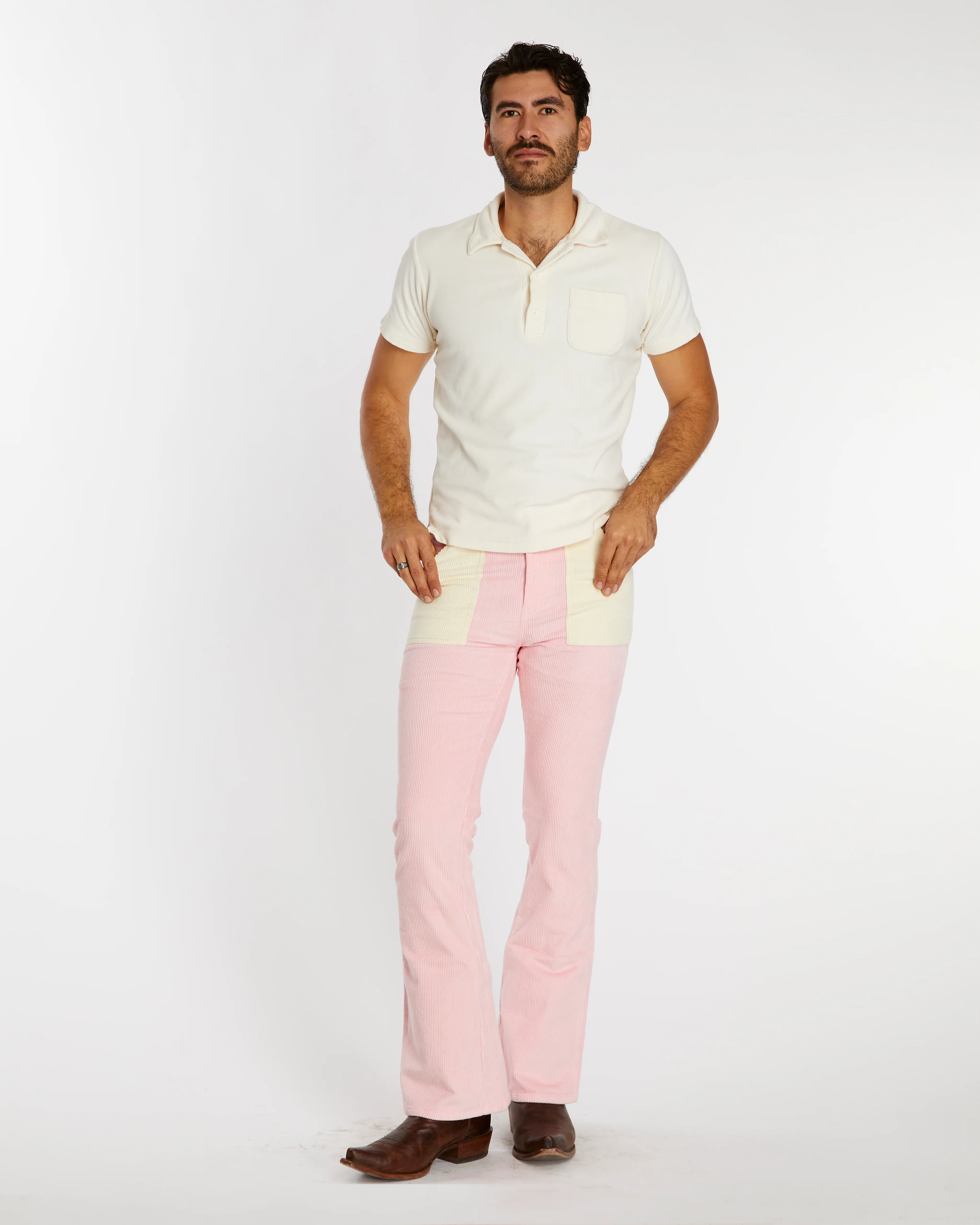Men's Bell Bottom (Powder Pink/Cream) - Image 3