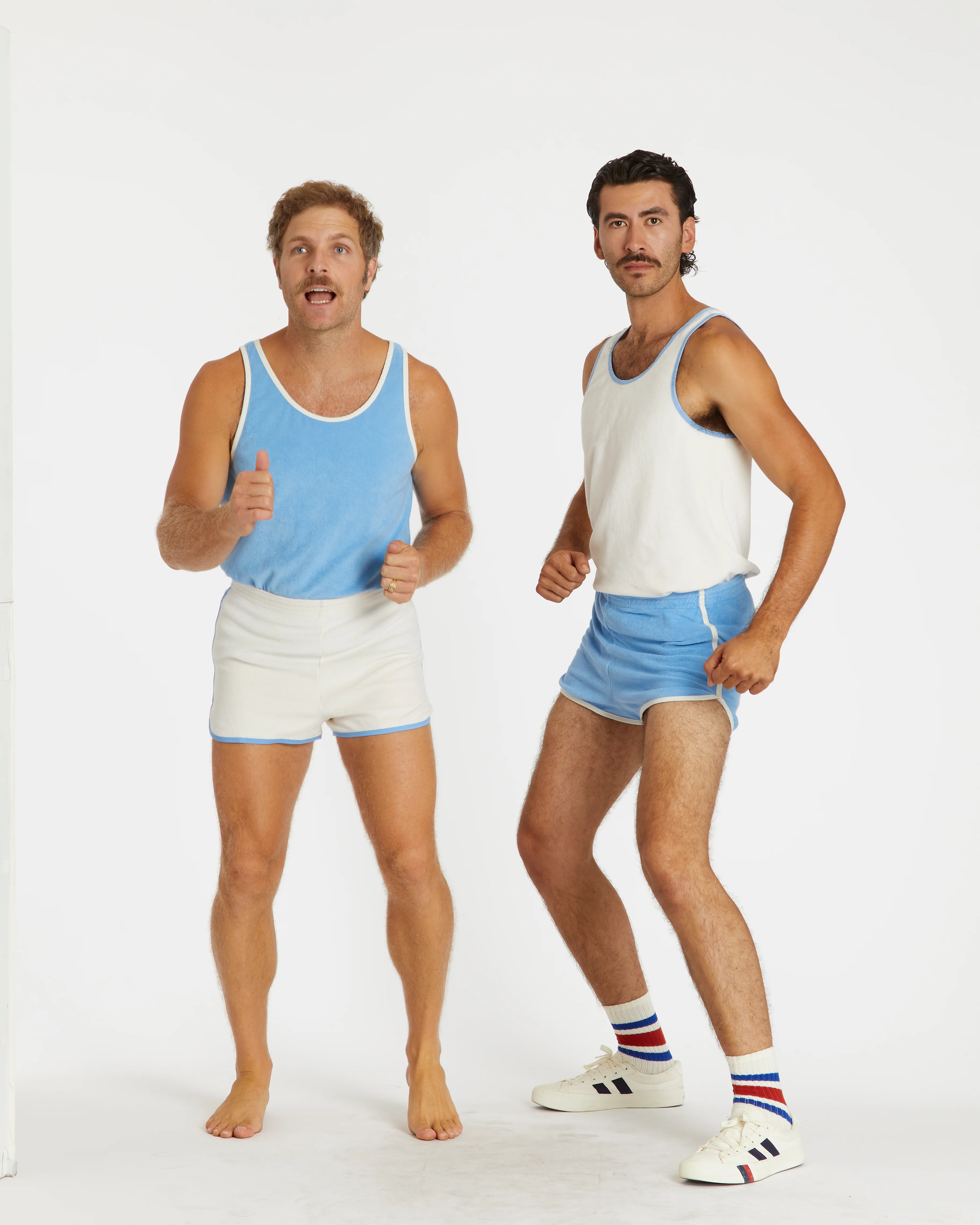 Men's Terry Tank (Blue Poppy/Cream) - Image 5