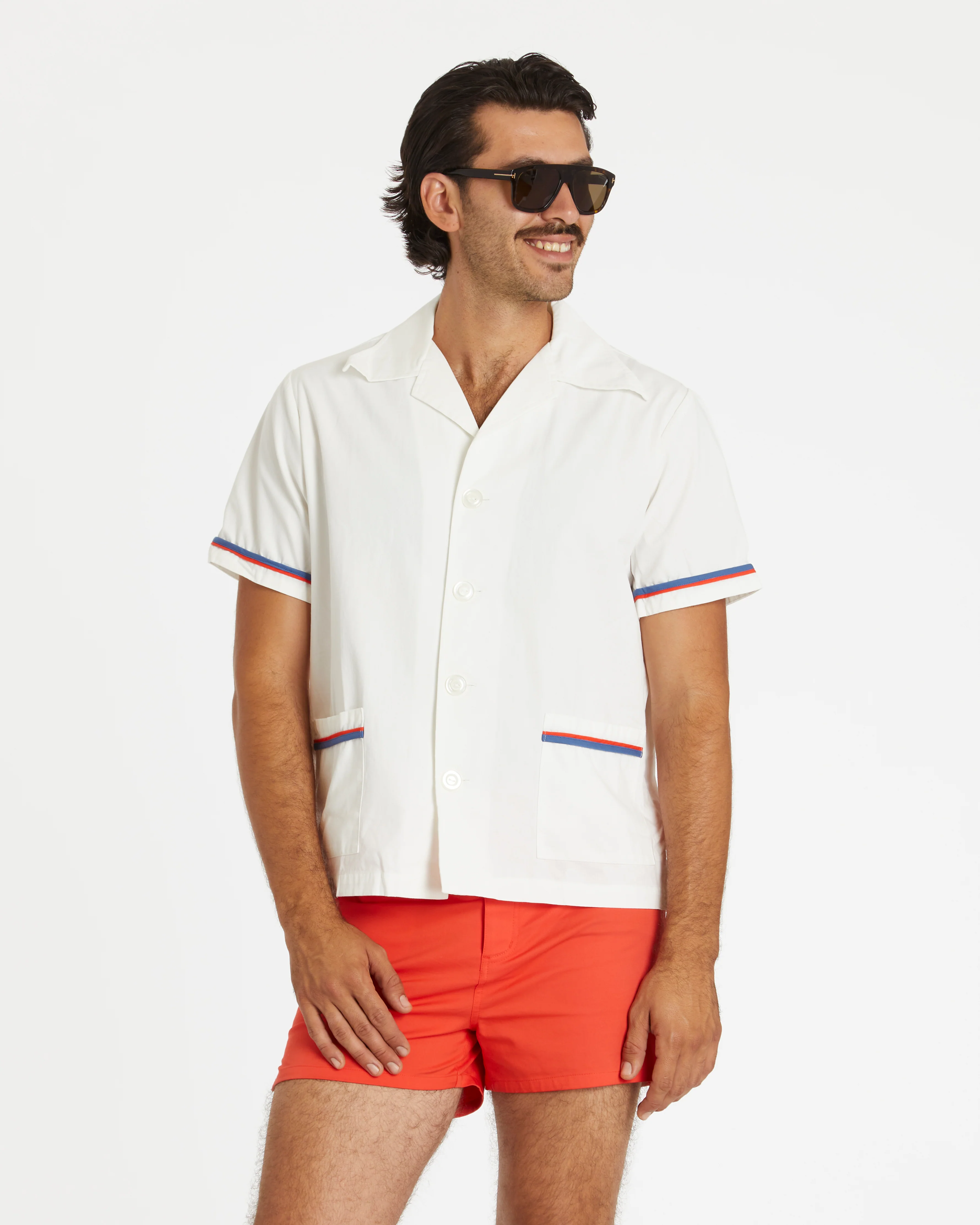 Summer Cabana Shirt (White/Navy/Red) - Image 4