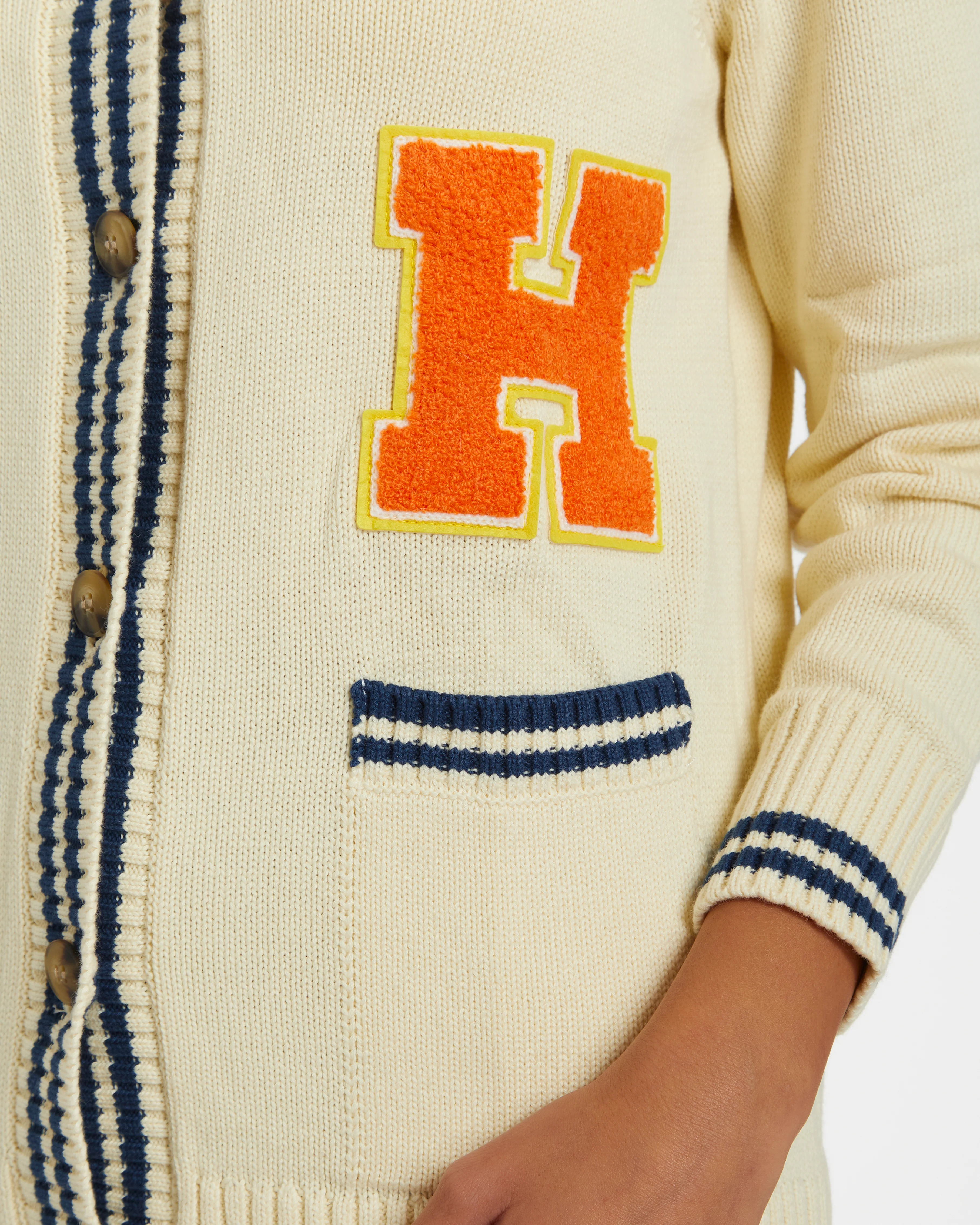 Varsity Cardigan (Cream) - Image 5