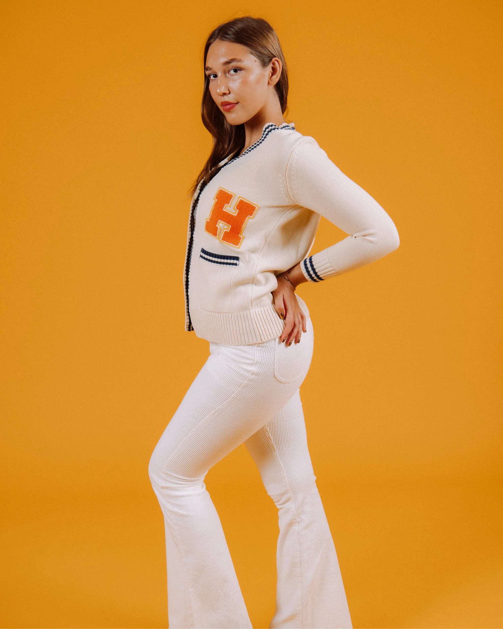 Varsity Cardigan (Cream) - Image 8