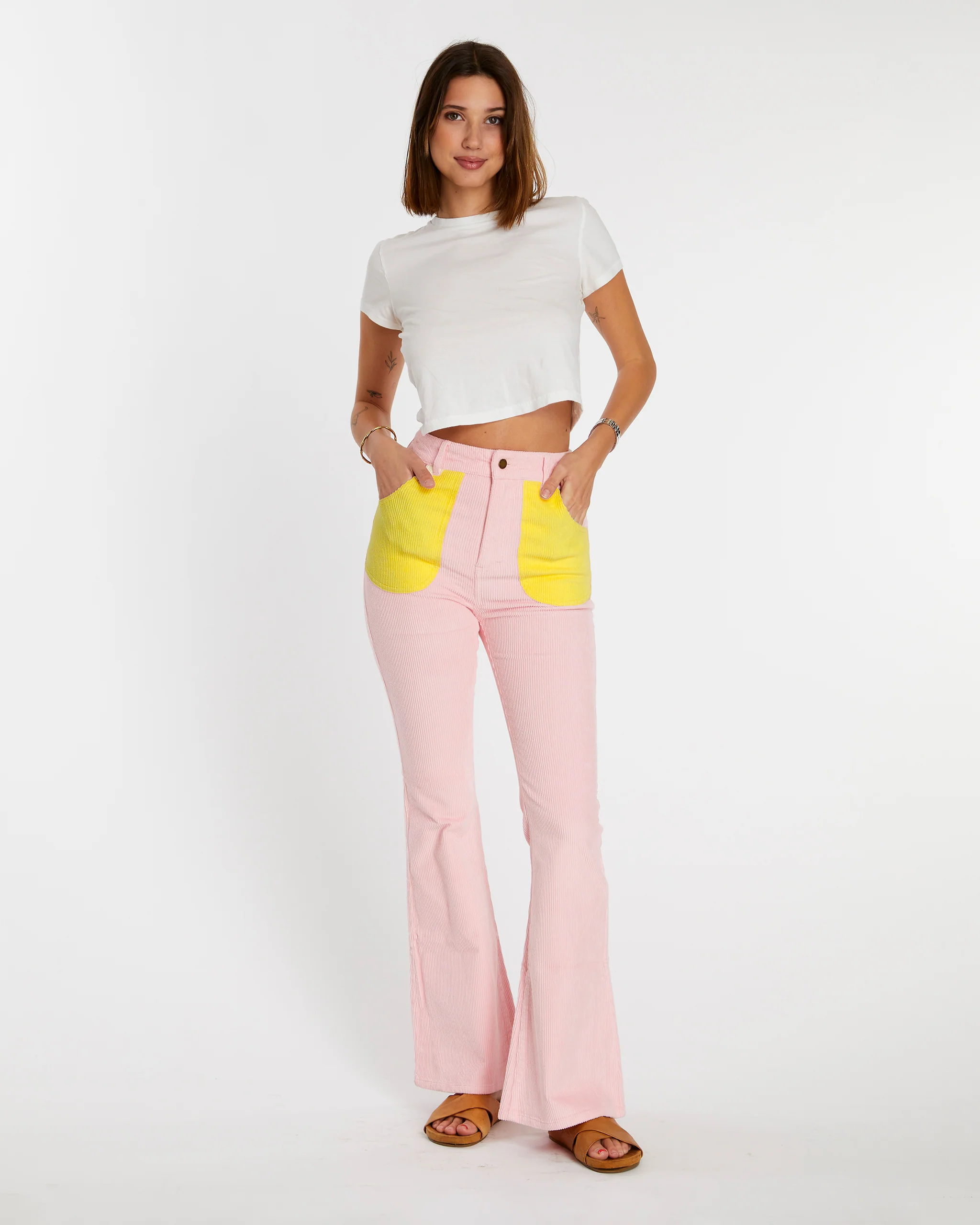 Women's Bell Bottom (Powder Pink/Yellow) - Image 2