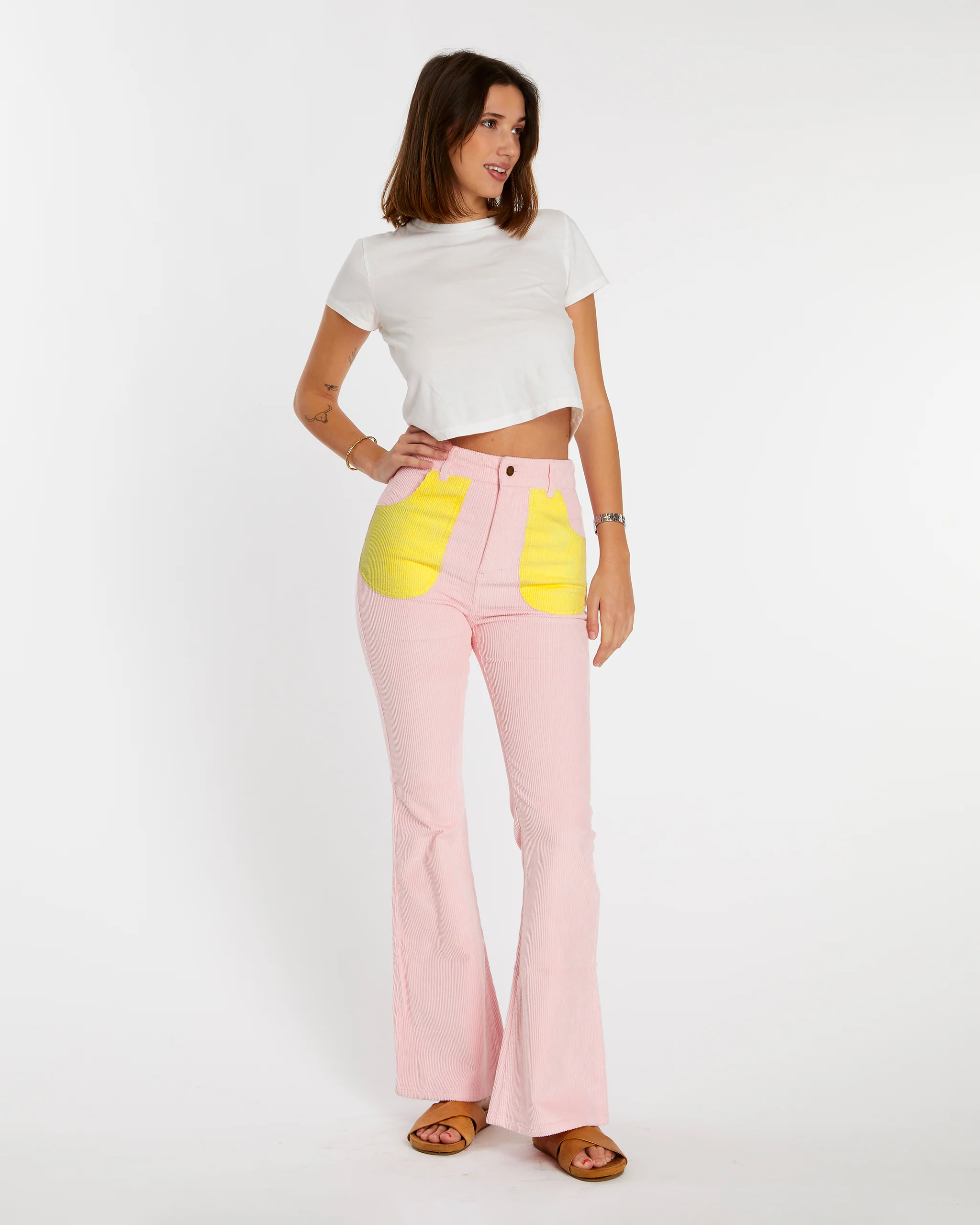 Women's Bell Bottom (Powder Pink/Yellow) - Image 3