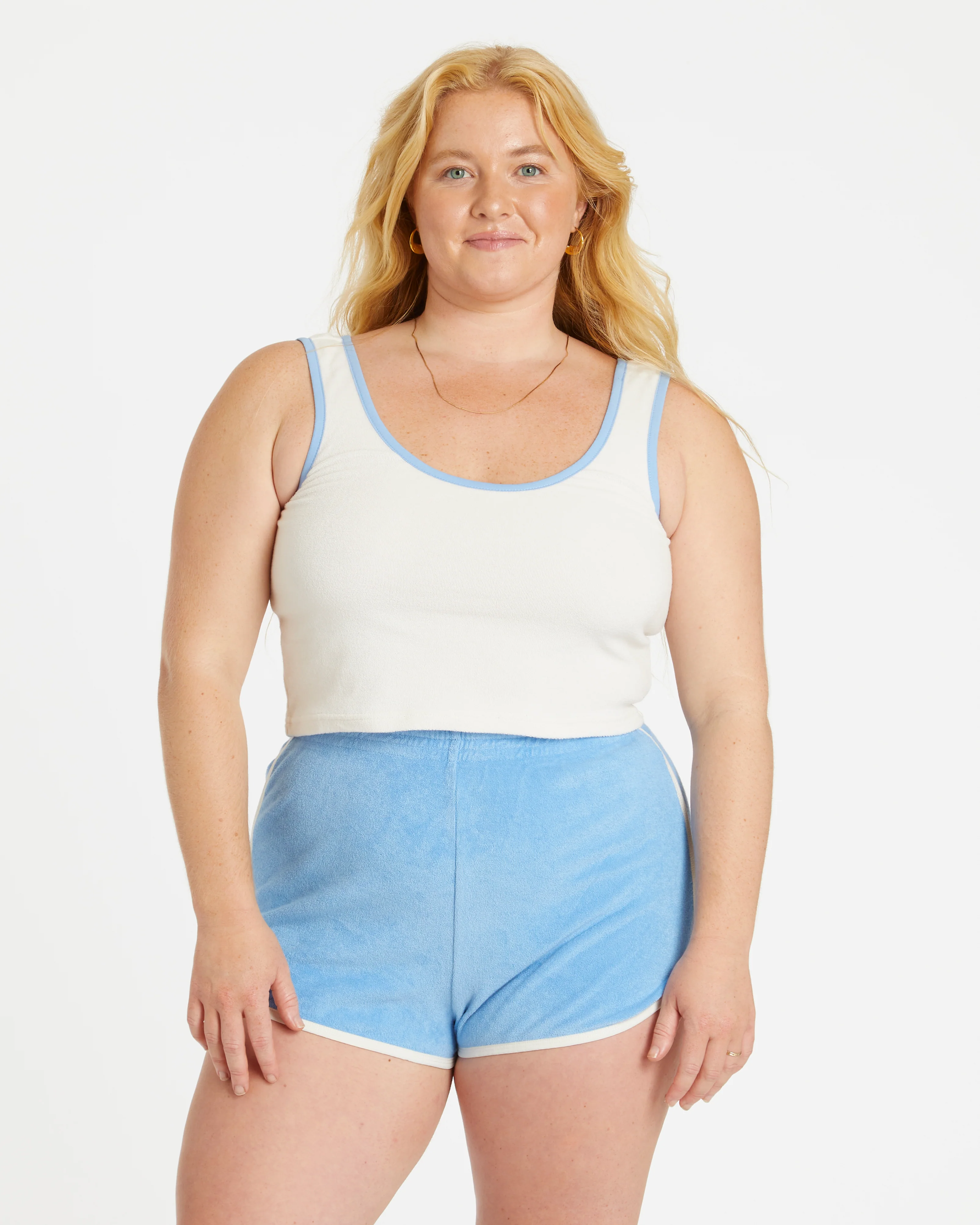 Women's Terry Tank (Cream/Blue Poppy) - Image 4