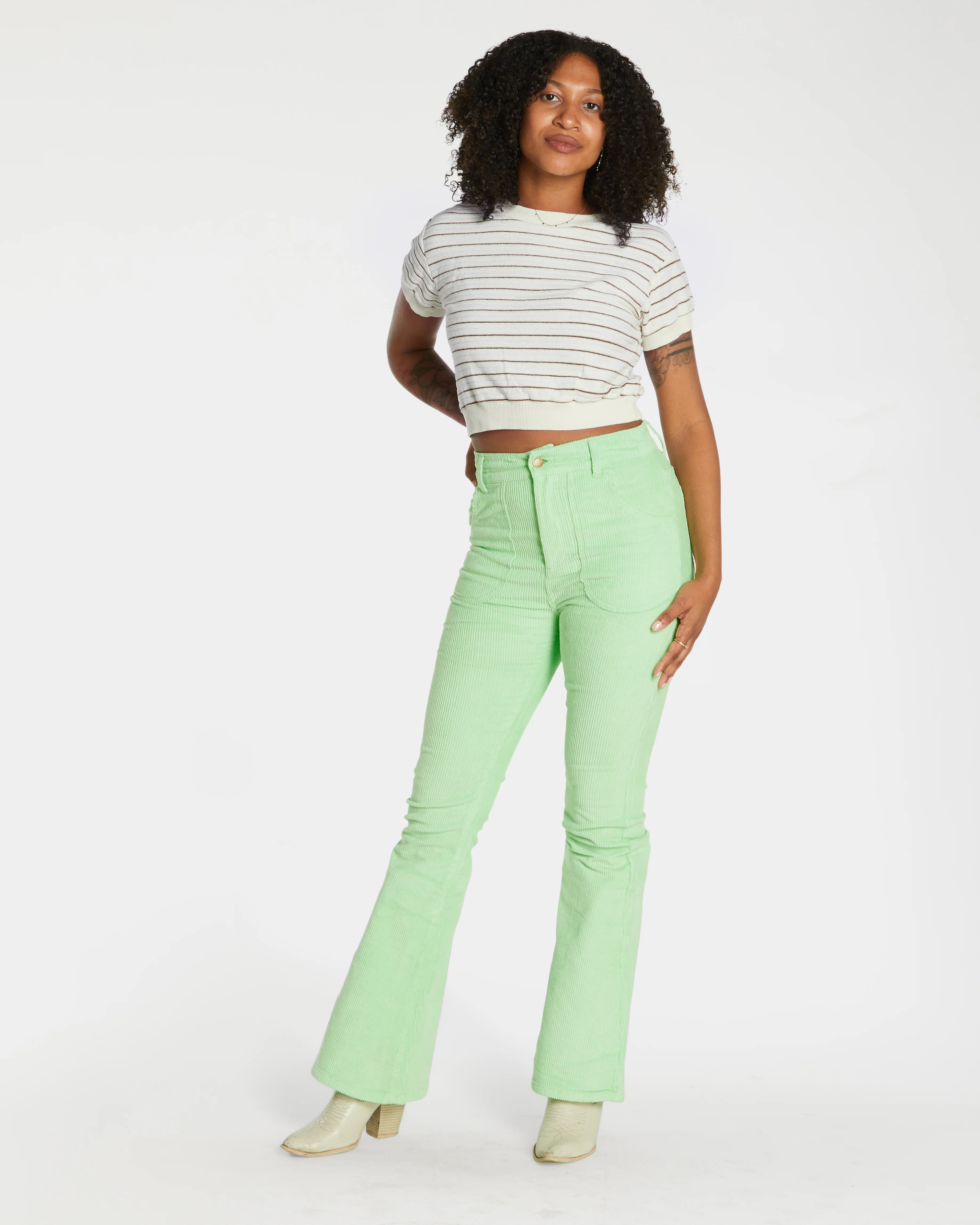 Women's Terry Tee (Cream/Brown) - Image 10