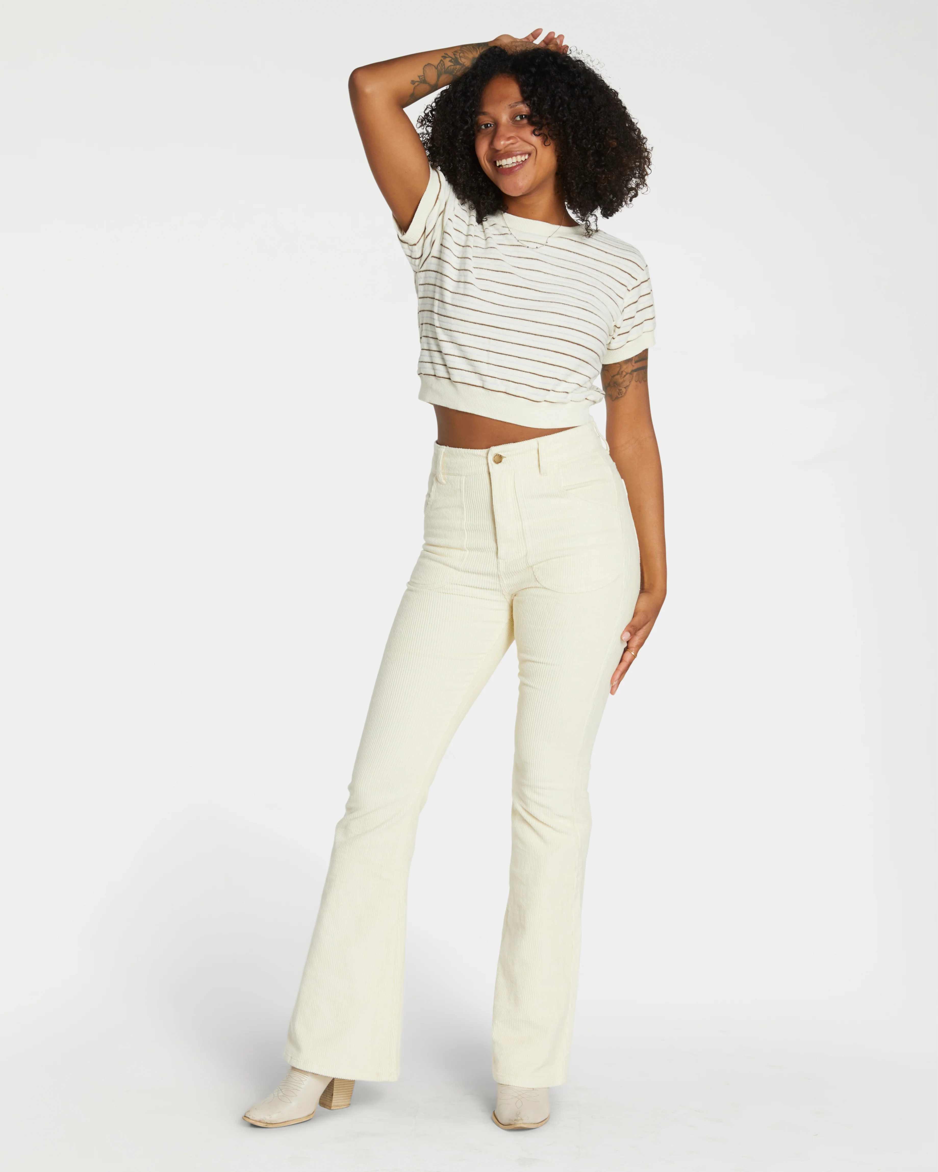 Women's Terry Tee (Cream/Brown) - Image 3