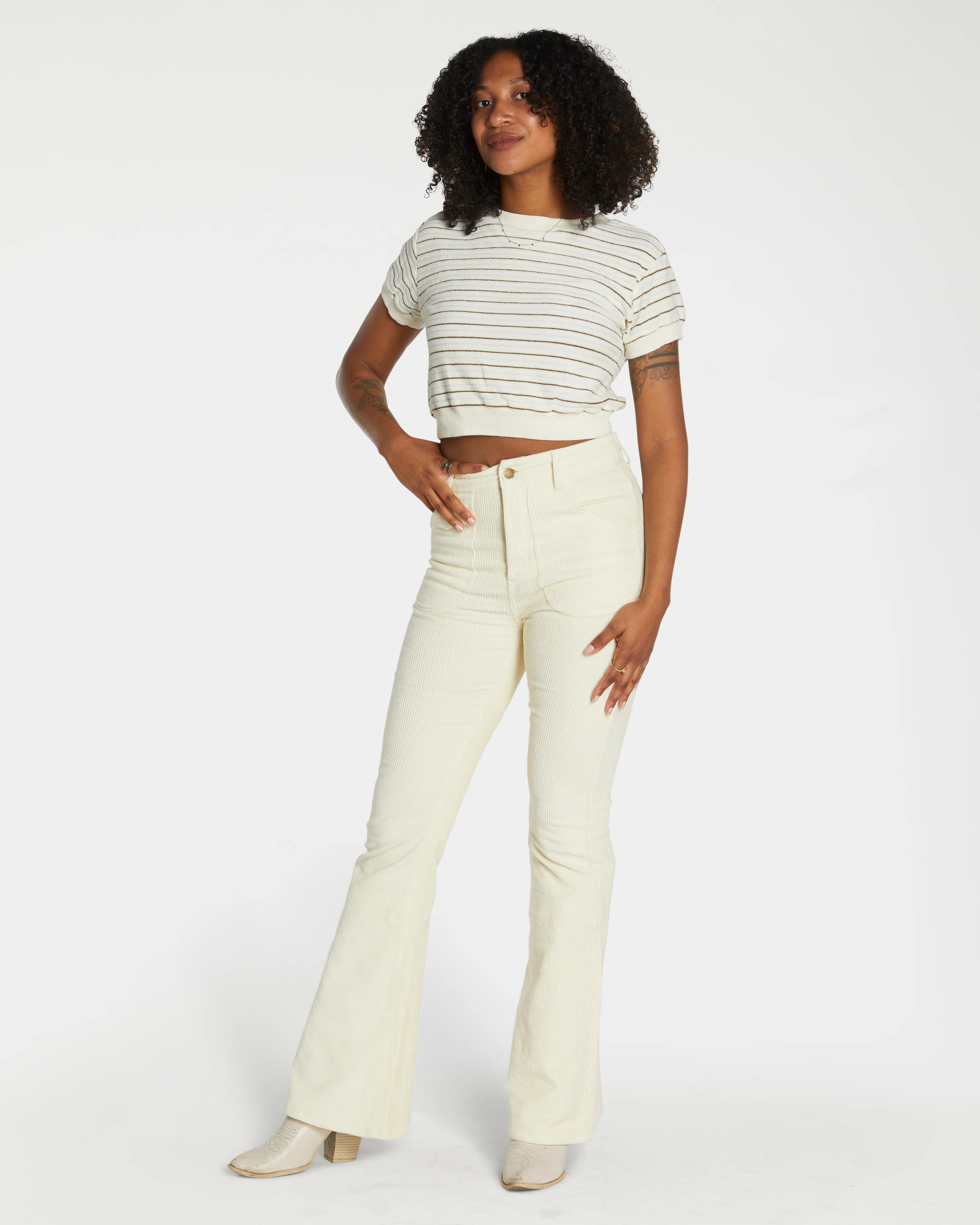 Women's Terry Tee (Cream/Brown) - Image 5