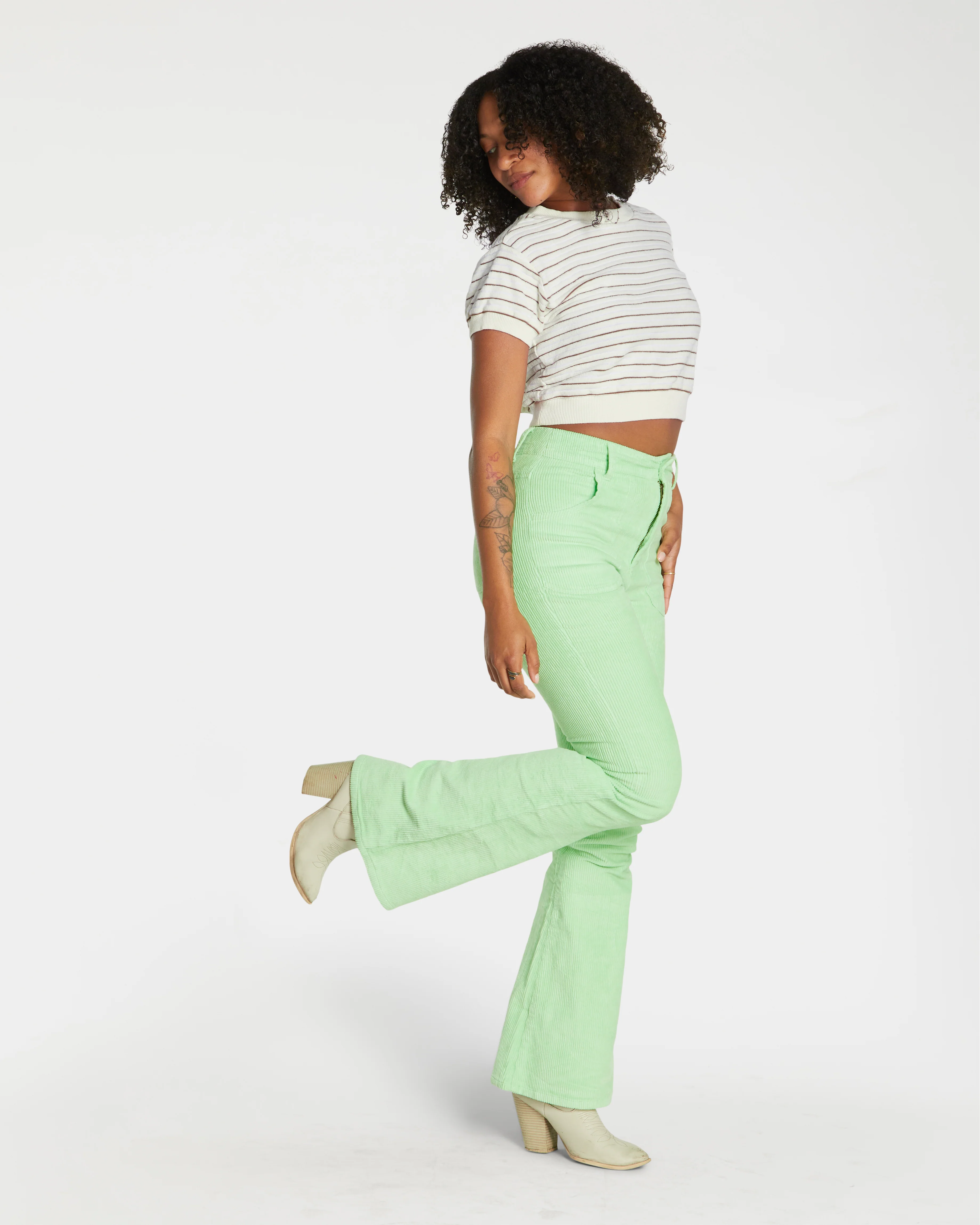 Women's Terry Tee (Cream/Brown) - Image 6
