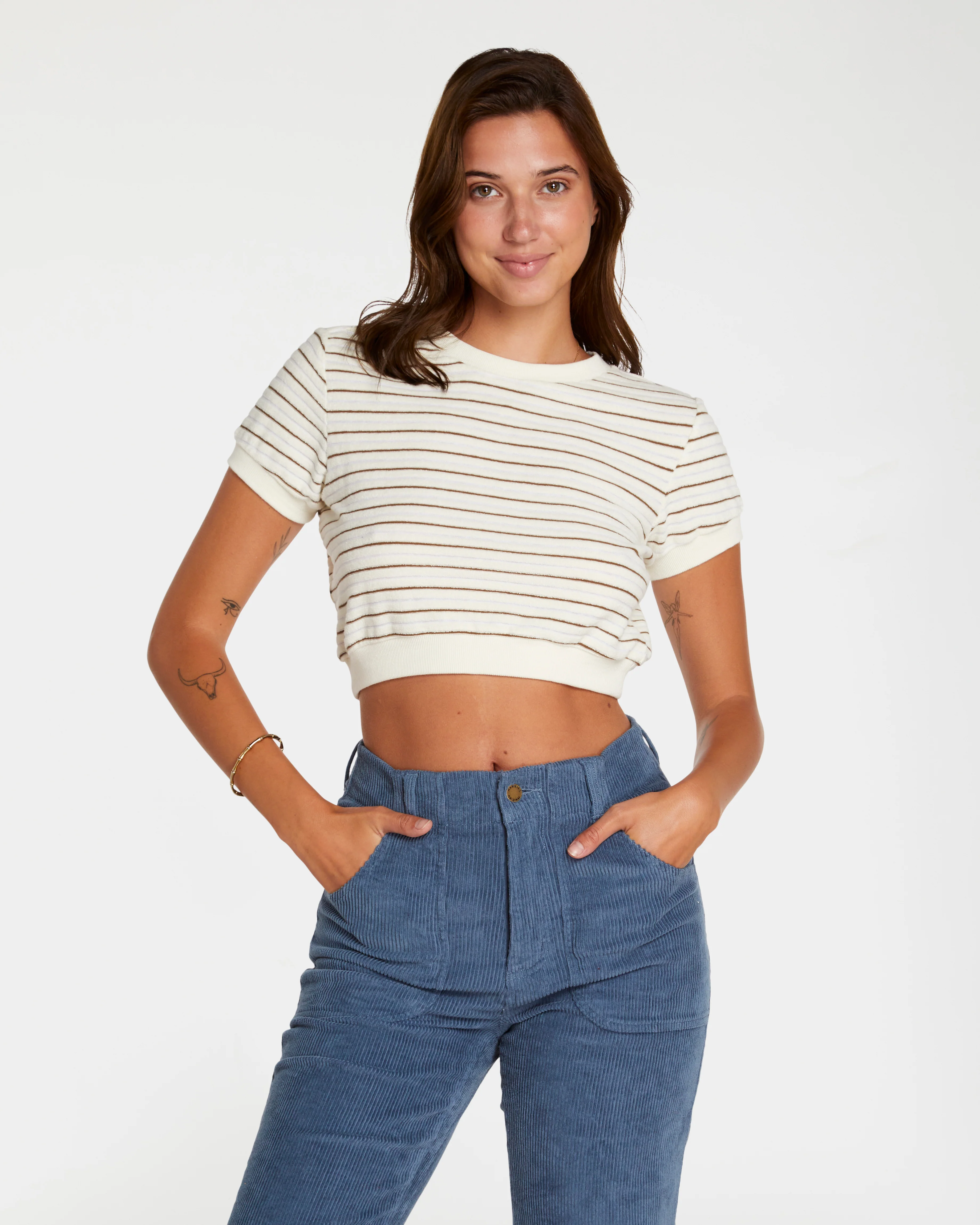 Women's Terry Tee (Cream/Brown) - Image 7