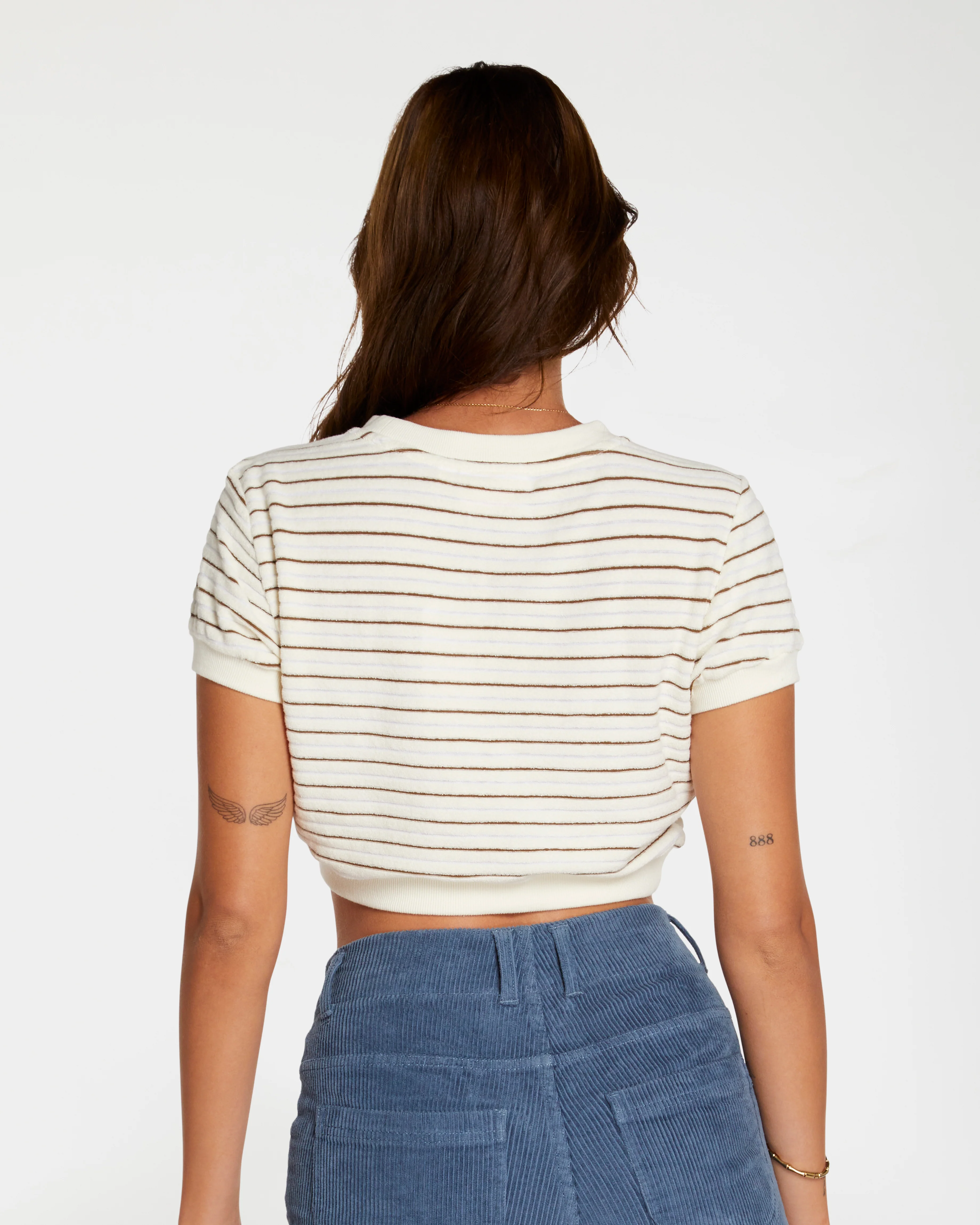 Women's Terry Tee (Cream/Brown) - Image 8