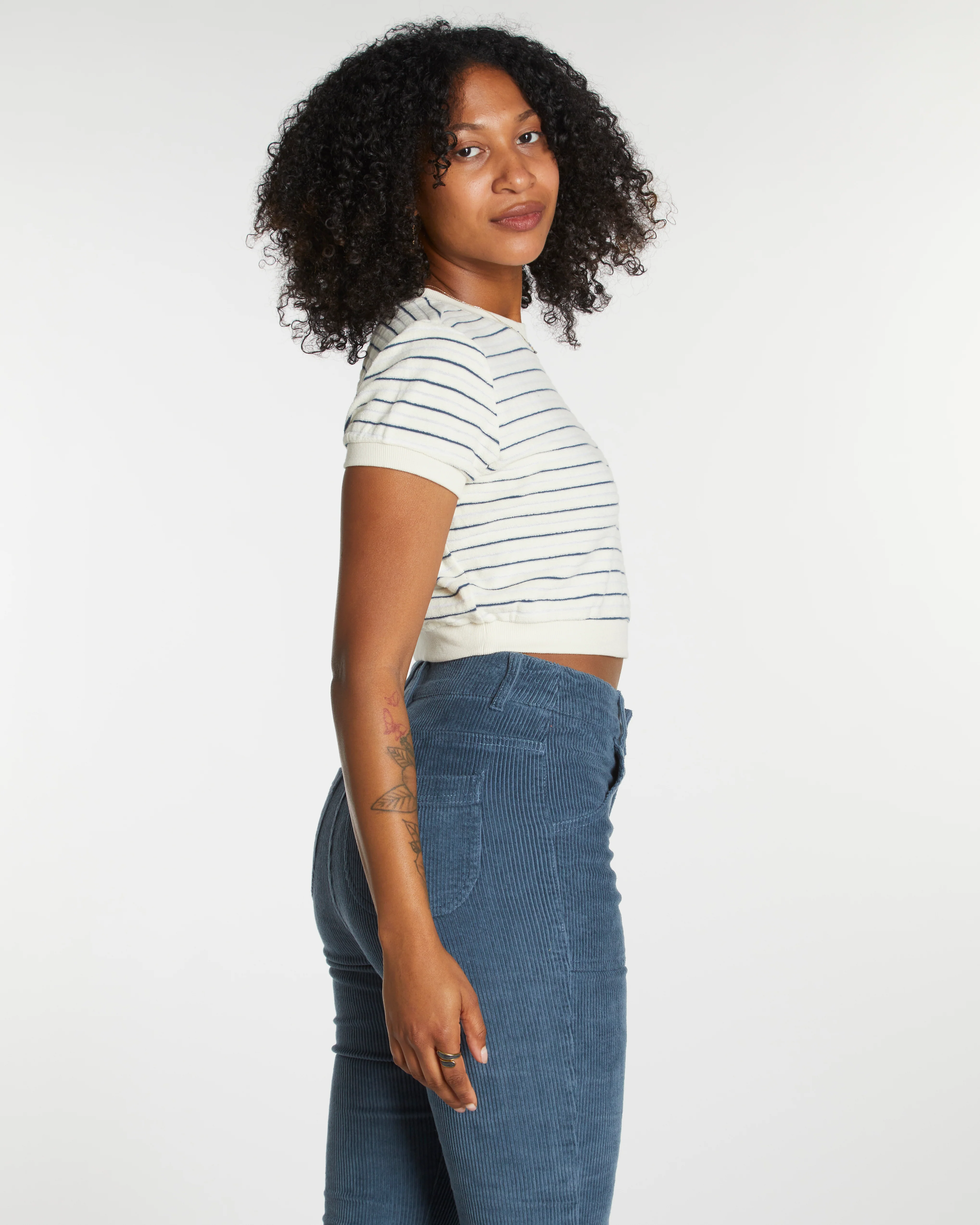 Women's Terry Tee (Cream/Navy) - Image 3