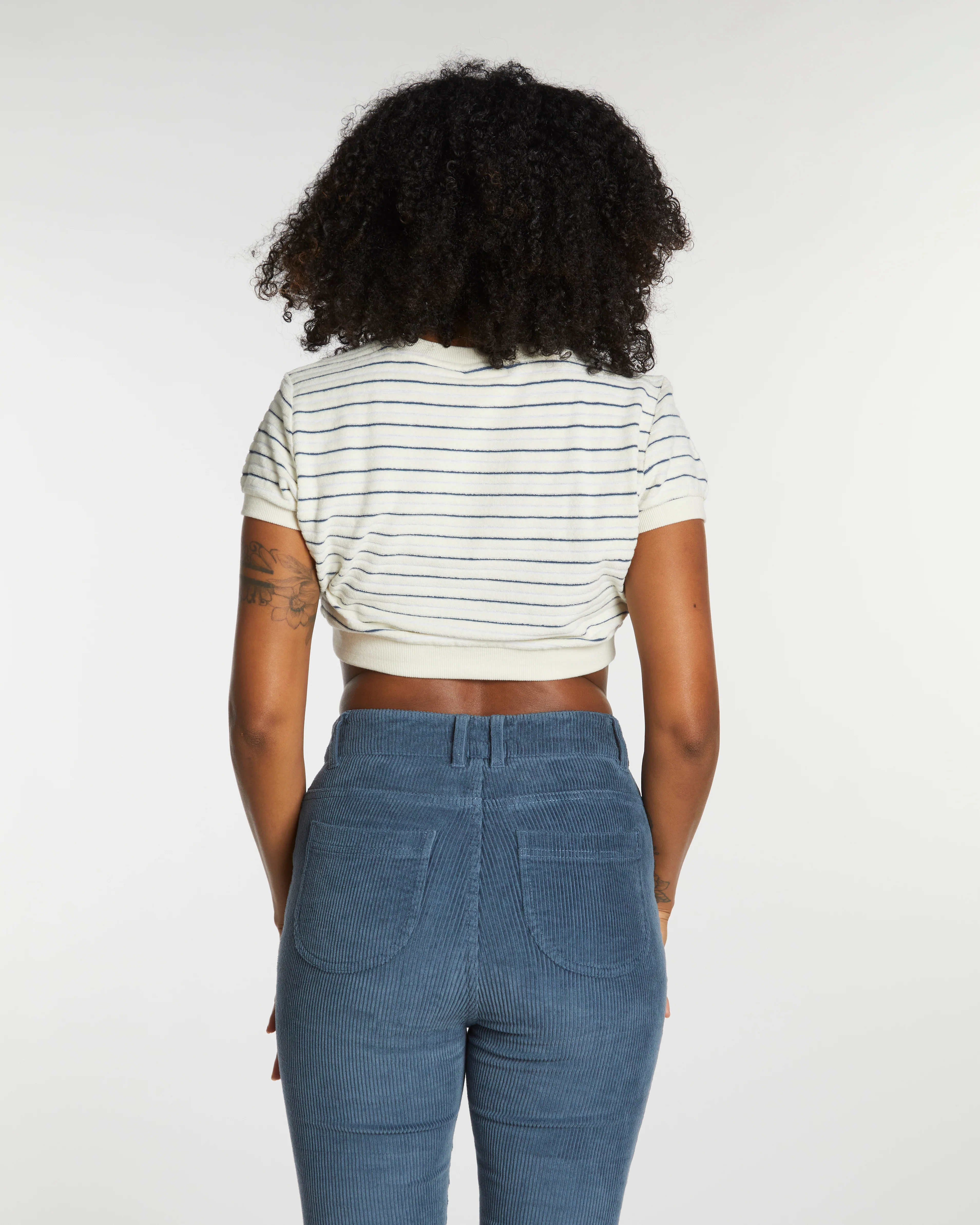 Women's Terry Tee (Cream/Navy) - Image 4