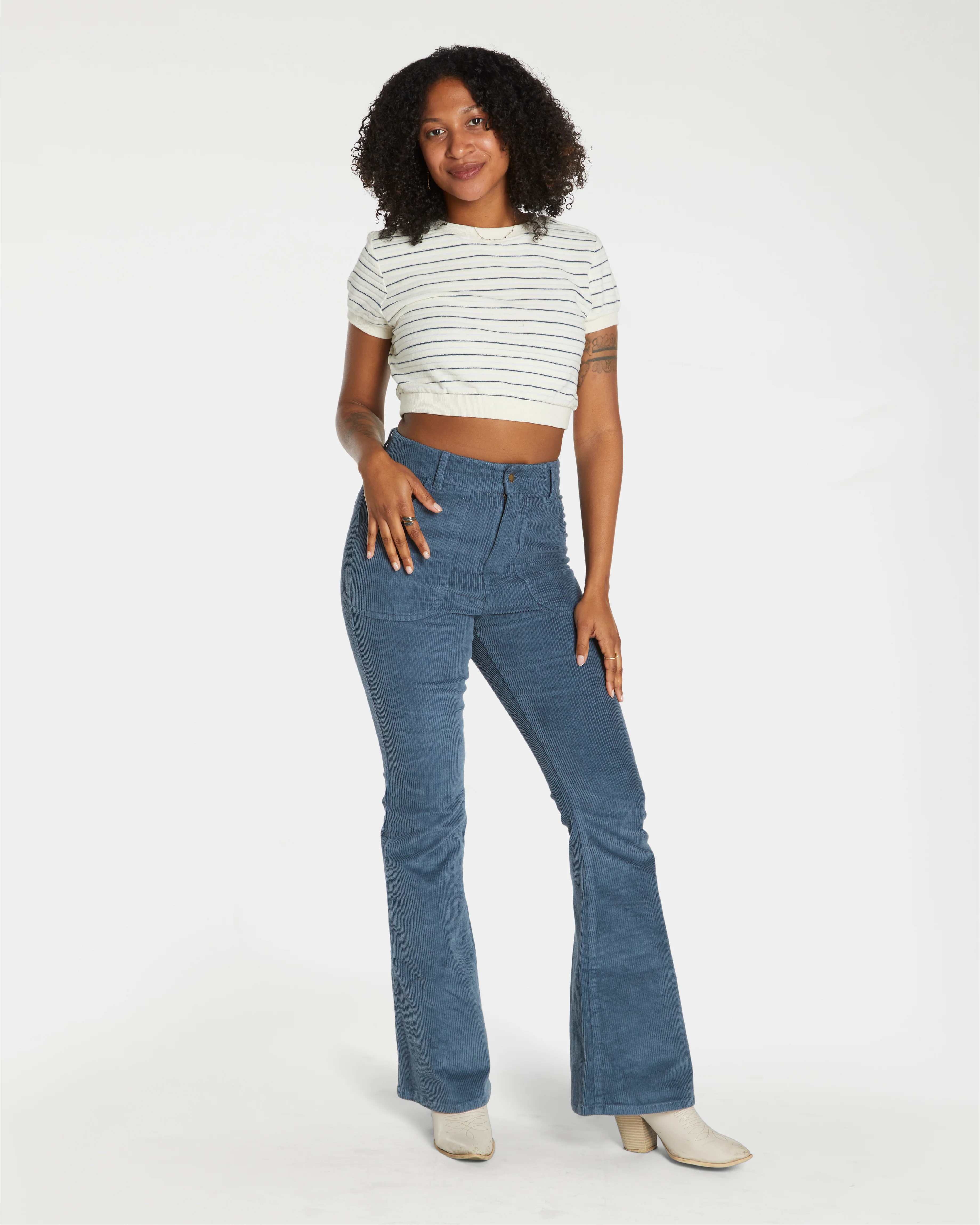 Women's Terry Tee (Cream/Navy) - Image 5