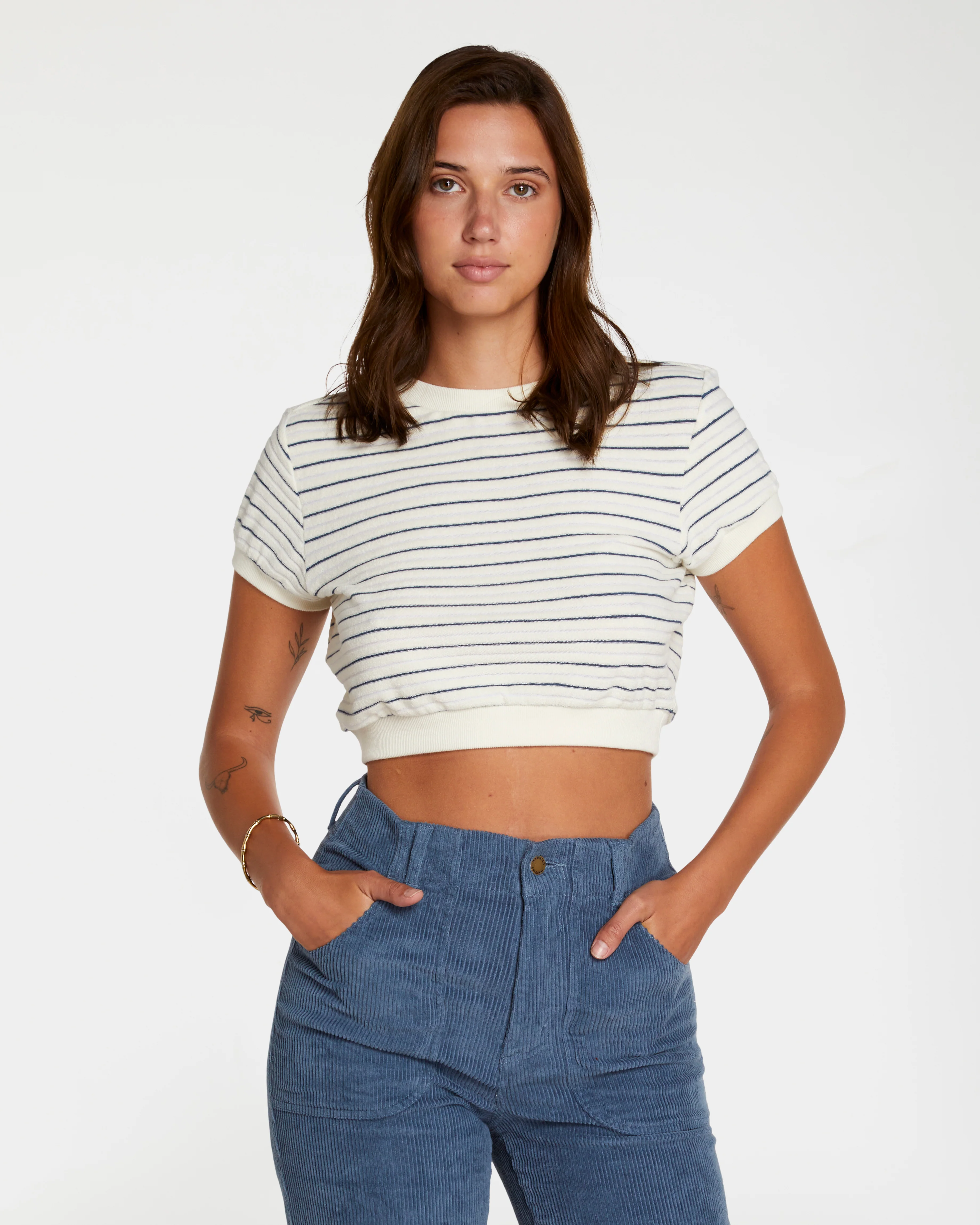 Women's Terry Tee (Cream/Navy) - Image 6