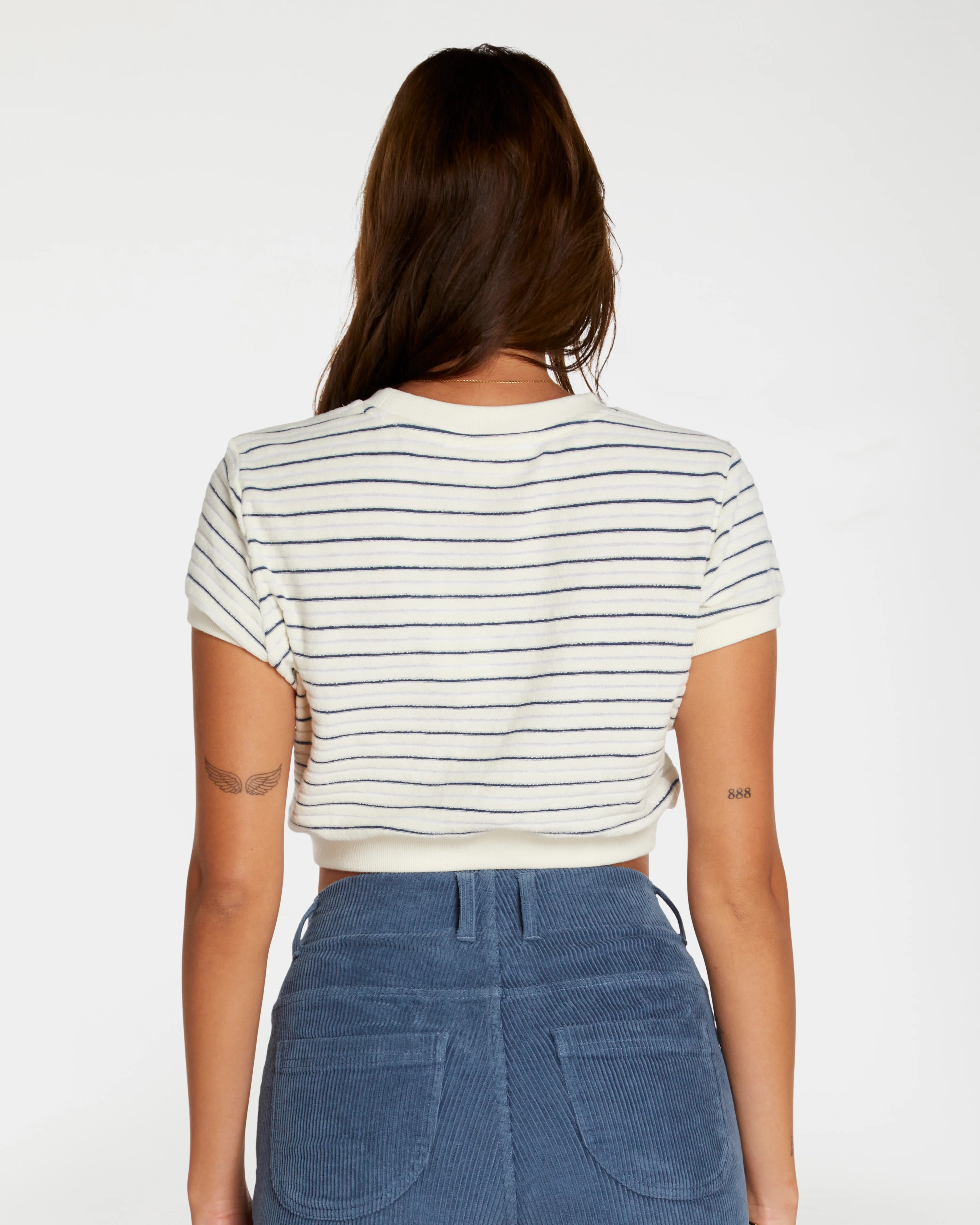 Women's Terry Tee (Cream/Navy) - Image 7